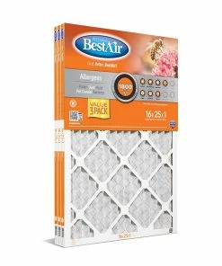 Discount ❤️ BestAir 16 x 25 x 1 Merv 10 Pleated Furnace Filter Value, 3 Pack - B1-1625-10-3P4 - Furnace Filters & Maintenance 😍