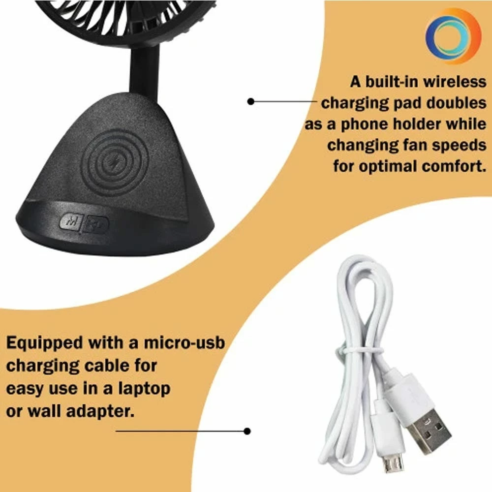 Buy ✨ Comfort Zone 4" Personal Rechargeable Fan with Wireless Phone Charger - CZPF401BK - Fans 🧨 6 Buy ✨ Comfort Zone 4" Personal Rechargeable Fan with Wireless Phone Charger - CZPF401BK - Fans 🧨 - Image 4