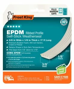 Discount 💯 Frost King EPDM Ribbed Rubber Tape, White - V23WA - Weather Stripping 😉