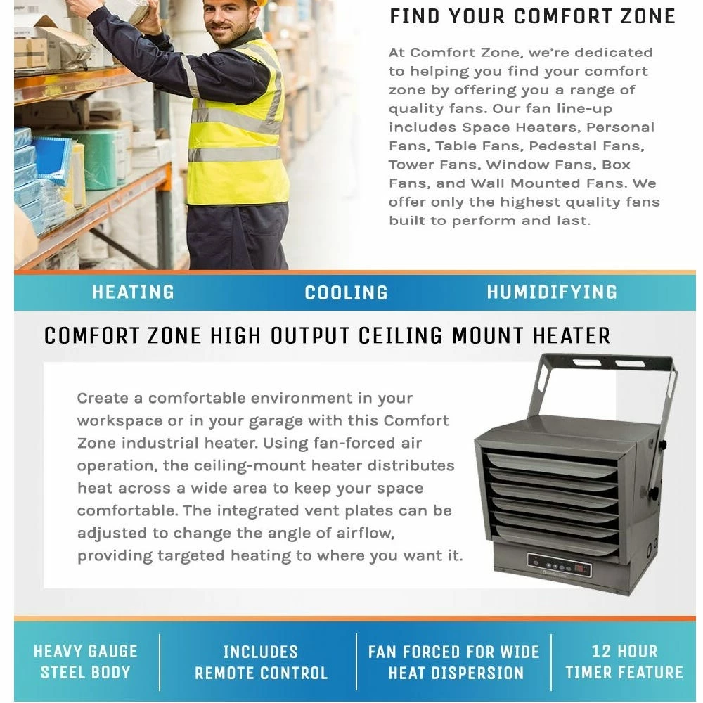 Cheapest โญ Comfort Zone 240V 10000W Garage Heater - CZ260ER - Electric Heaters ๐ 10 Cheapest โญ Comfort Zone 240V 10000W Garage Heater - CZ260ER - Electric Heaters ๐ - Image 8